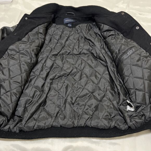 Port Authority Black Jacket Wool Blend Leather Sleeve Size L Aviation PPI Logo - Picture 4 of 12